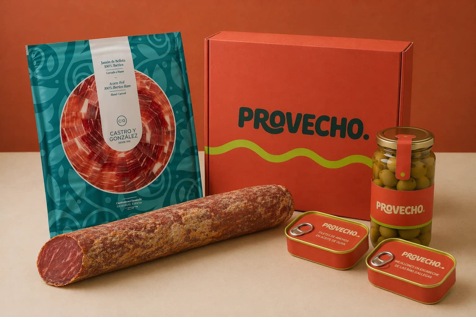 A sealed Provecho box, ready to ship